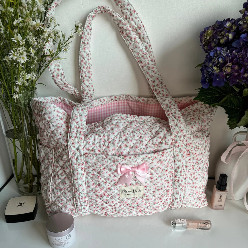 Moon Nude Handmade Peony Tote Bag